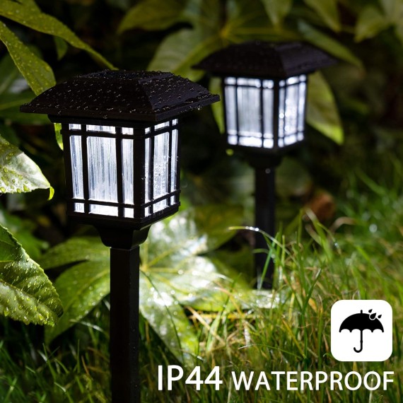 Garden Path Lights 8 Pack, Solar Powered, Bright Outdoor Yard Lights Waterproof for Landscape, Lawn, Pathway, Walkway and Driveway (Cold White)