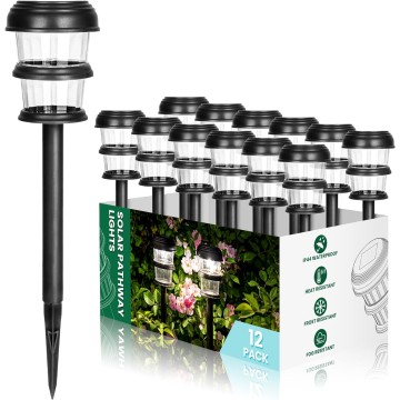12 Pack Solar Garden Lights, Outdoor Solar Lights Waterproof, Automatic Solar Pathway Lights for Yard, Landscape, Lawn, Patio, Path, and Driveway (Cold White)…