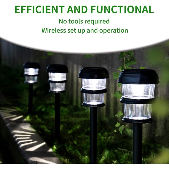 12 Pack Solar Garden Lights, Outdoor Solar Lights Waterproof, Automatic Solar Pathway Lights for Yard, Landscape, Lawn, Patio, Path, and Driveway (Cold White)…