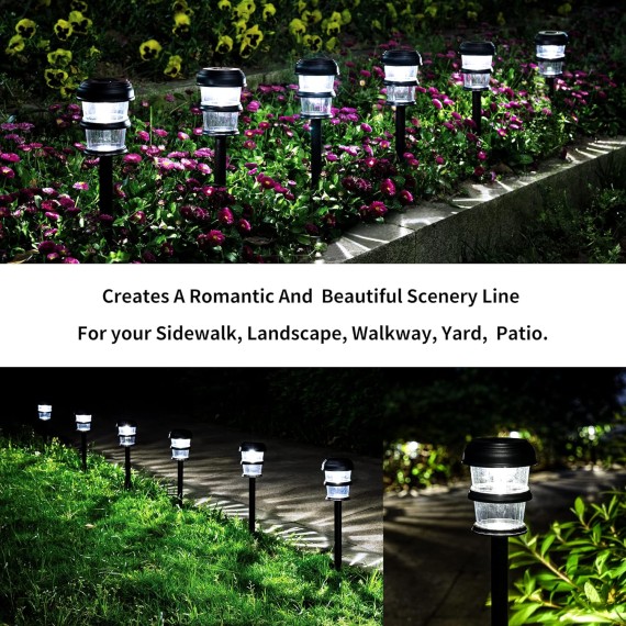 12 Pack Solar Garden Lights, Outdoor Solar Lights Waterproof, Automatic Solar Pathway Lights for Yard, Landscape, Lawn, Patio, Path, and Driveway (Cold White)…
