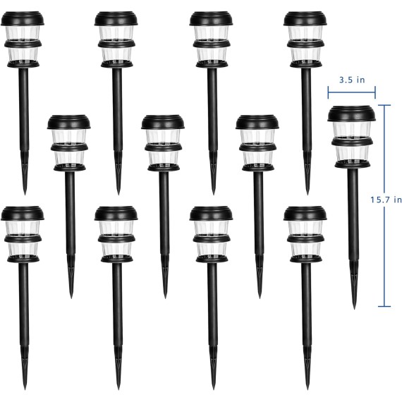 12 Pack Solar Garden Lights, Outdoor Solar Lights Waterproof, Automatic Solar Pathway Lights for Yard, Landscape, Lawn, Patio, Path, and Driveway (Cold White)…