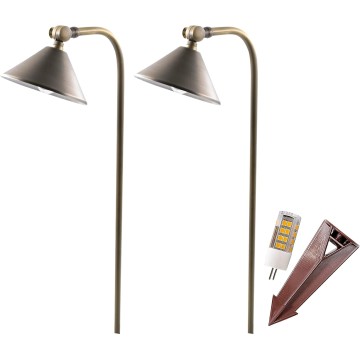 LED Pathway 127 Landscape Light 12V Brass Low Voltage 4W G4 LED Light Bulb Warm White Included Outdoor Mushroom Security Garden Patio Area Light Beautiful Bright Long Lasting (2 Pack)