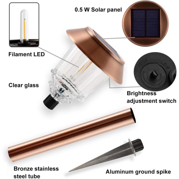 Solar Pathway Lights - Solar Lights Outdoor Waterproof IP65, 10-40 LM Dimmable Auto On/Off Outdoor Solar Lights Yard Garden Walkway Driveway