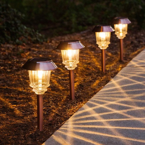 Solar Pathway Lights - Solar Lights Outdoor Waterproof IP65, 10-40 LM Dimmable Auto On/Off Outdoor Solar Lights Yard Garden Walkway Driveway
