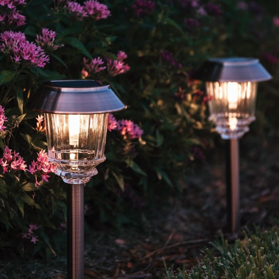 Solar Pathway Lights - Solar Lights Outdoor Waterproof IP65, 10-40 LM Dimmable Auto On/Off Outdoor Solar Lights Yard Garden Walkway Driveway