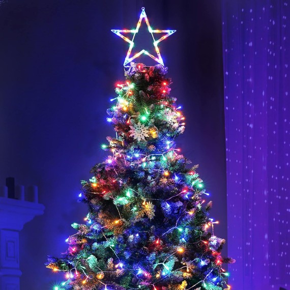 344 LED Christmas Lights Outdoor, Christmas Decoration String Lights with 8 Lighting Modes, Waterfall Xmas Tree Star Lights for Garden, Yard, New Year, Holiday, Wedding, Party（Multi-Color）