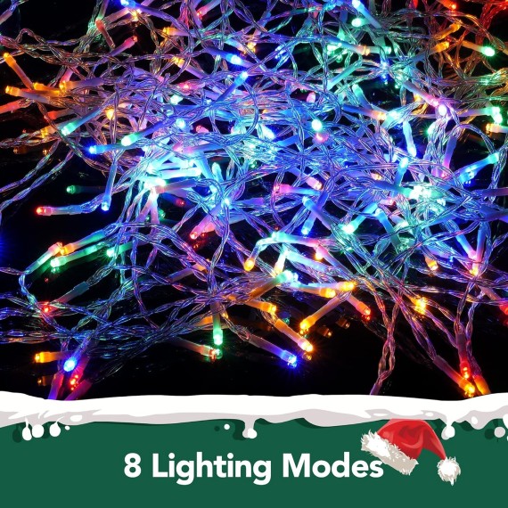344 LED Christmas Lights Outdoor, Christmas Decoration String Lights with 8 Lighting Modes, Waterfall Xmas Tree Star Lights for Garden, Yard, New Year, Holiday, Wedding, Party（Multi-Color）
