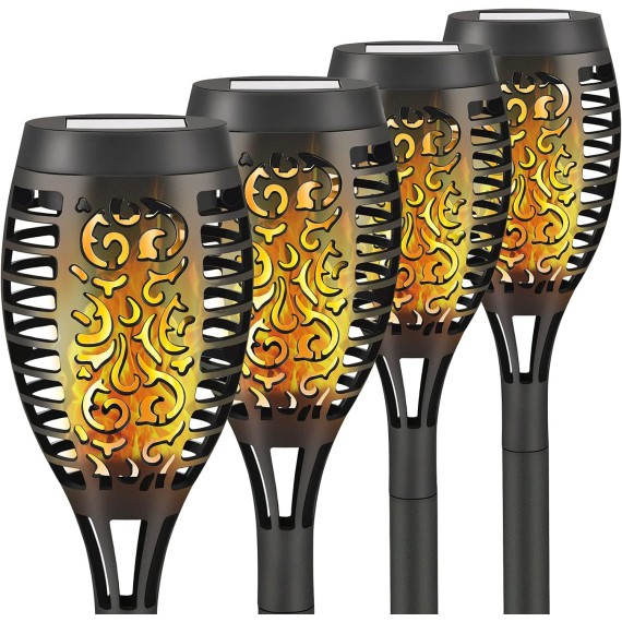 4 Pack Solar Torch Light with Flickering Flame, Outdoor Waterproof Solar Garden Stake Lights Decorations, Solar Torch Landscape Path Lights for Garden Decor, Yard, Porch