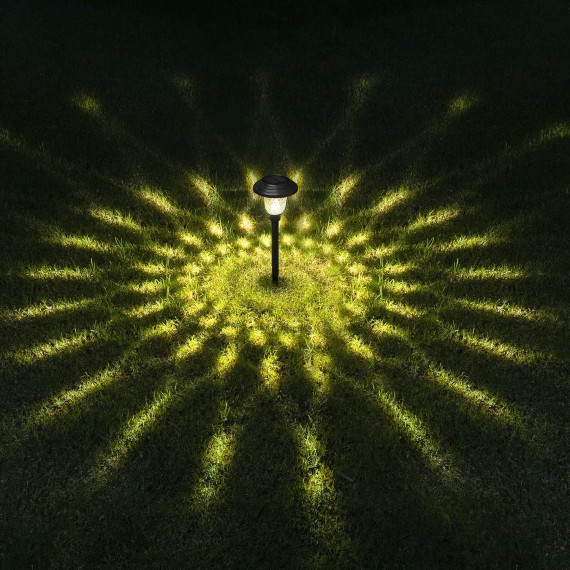Solar Garden Lights 8 Pack, Super Bright Solar Pathway Lights, Glass Stainless Steel Solar Lights Outdoor Waterproof, Auto On/Off Solar Powered Landscape Lights for Yard, Walkway (Black).