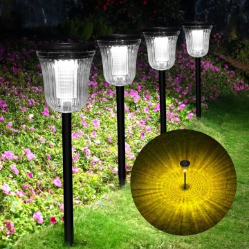 Solar Pathway Lights Outdoor, 4 Pack 200 Lumens Super Bright Solar Path Lights for Outside Waterproof, Up to 14 Hrs Auto On/Off Solar Lights, Solar Powered Landscape Lighting for Yard Walkway