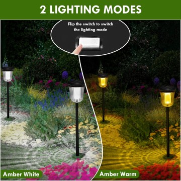 Solar Pathway Lights Outdoor, 4 Pack 200 Lumens Super Bright Solar Path Lights for Outside Waterproof, Up to 14 Hrs Auto On/Off Solar Lights, Solar Powered Landscape Lighting for Yard Walkway