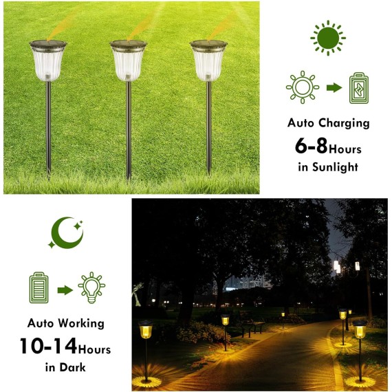 Solar Pathway Lights Outdoor, 4 Pack 200 Lumens Super Bright Solar Path Lights for Outside Waterproof, Up to 14 Hrs Auto On/Off Solar Lights, Solar Powered Landscape Lighting for Yard Walkway