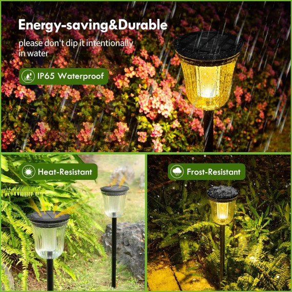 Solar Pathway Lights Outdoor, 4 Pack 200 Lumens Super Bright Solar Path Lights for Outside Waterproof, Up to 14 Hrs Auto On/Off Solar Lights, Solar Powered Landscape Lighting for Yard Walkway