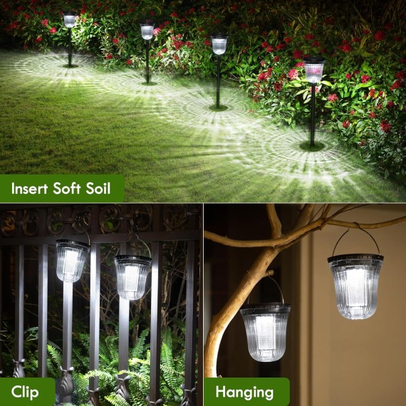 Solar Pathway Lights Outdoor, 4 Pack 200 Lumens Super Bright Solar Path Lights for Outside Waterproof, Up to 14 Hrs Auto On/Off Solar Lights, Solar Powered Landscape Lighting for Yard Walkway