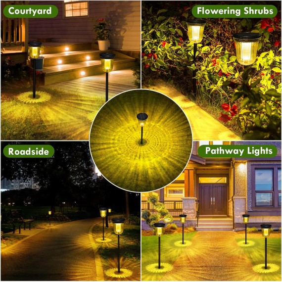 Solar Pathway Lights Outdoor, 4 Pack 200 Lumens Super Bright Solar Path Lights for Outside Waterproof, Up to 14 Hrs Auto On/Off Solar Lights, Solar Powered Landscape Lighting for Yard Walkway