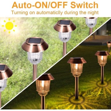 Solar Pathway Lights Outdoor - 6 Pack Solar Garden Lights, Solar Lights Outdoor Auto On/Off IP65 Waterproof Solar Powered Landscape 10-40 LM Dimmable Lighting for Yard Patio Walkway Driveway