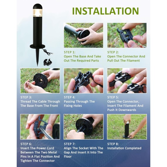 6 Pack Low Voltage Landscape Pathway Lights, 12V LED Bollard Light IP67 Waterproof, Outdoor Driveway Walkway Wired Lights (Included Connector) - Yard Garden Lawn, 2700K Warm White