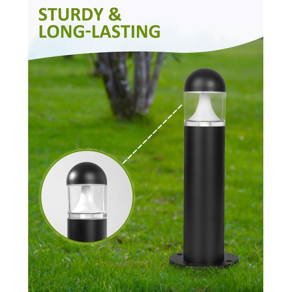 6 Pack Low Voltage Landscape Pathway Lights, 12V LED Bollard Light IP67 Waterproof, Outdoor Driveway Walkway Wired Lights (Included Connector) - Yard Garden Lawn, 2700K Warm White