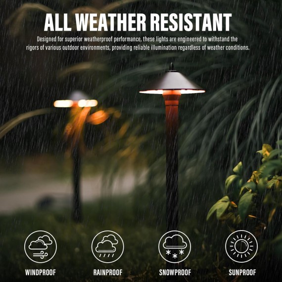 Low Voltage LED Pathway Lights 1.2W Outdoor Landscape Lighting 6 Pack 40 Lumen Landscape Path Lights 2700K for Lawn Patio Yard Walkway Driveway Pathway Garden