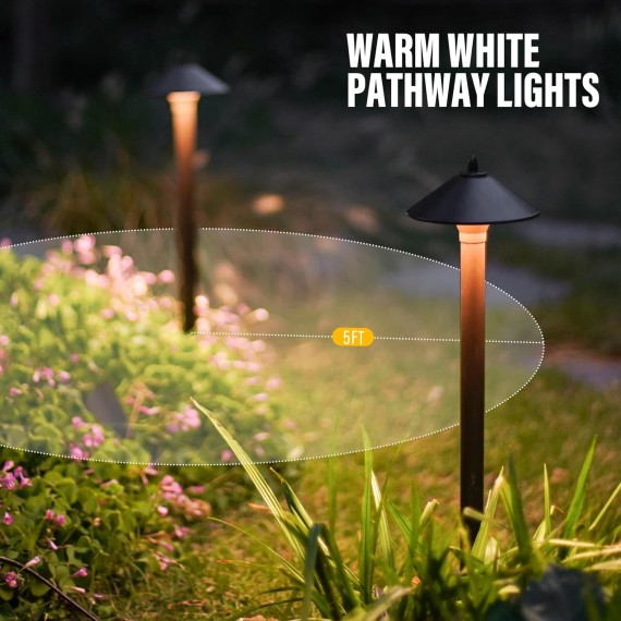 Low Voltage LED Pathway Lights 1.2W Outdoor Landscape Lighting 6 Pack 40 Lumen Landscape Path Lights 2700K for Lawn Patio Yard Walkway Driveway Pathway Garden