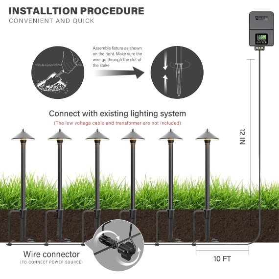 Low Voltage LED Pathway Lights 1.2W Outdoor Landscape Lighting 6 Pack 40 Lumen Landscape Path Lights 2700K for Lawn Patio Yard Walkway Driveway Pathway Garden