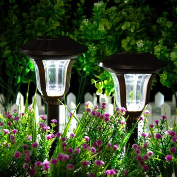 Solar Pathway Lights, 8 Pack Bright Solar Garden Lights, Solar Powered Walkway Lights, Solar Lights Outdoor Waterproof Solar Path Lights for Yard, Patio, Driveway (Cold White)…