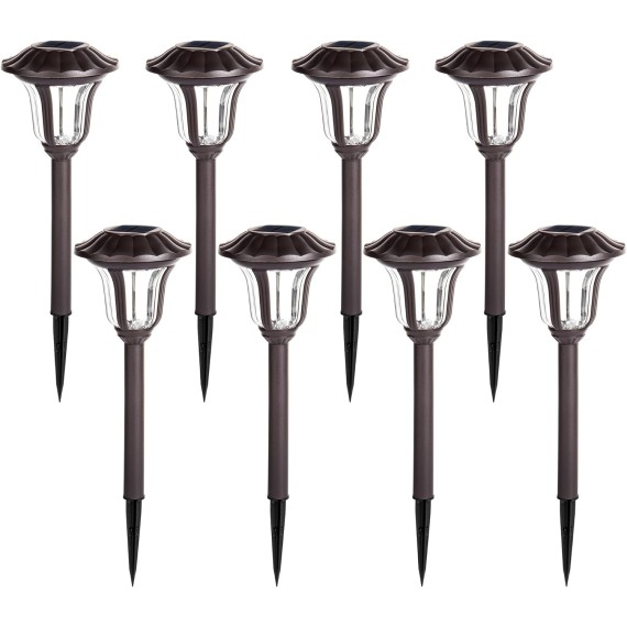 Solar Pathway Lights, 8 Pack Bright Solar Garden Lights, Solar Powered Walkway Lights, Solar Lights Outdoor Waterproof Solar Path Lights for Yard, Patio, Driveway (Cold White)…