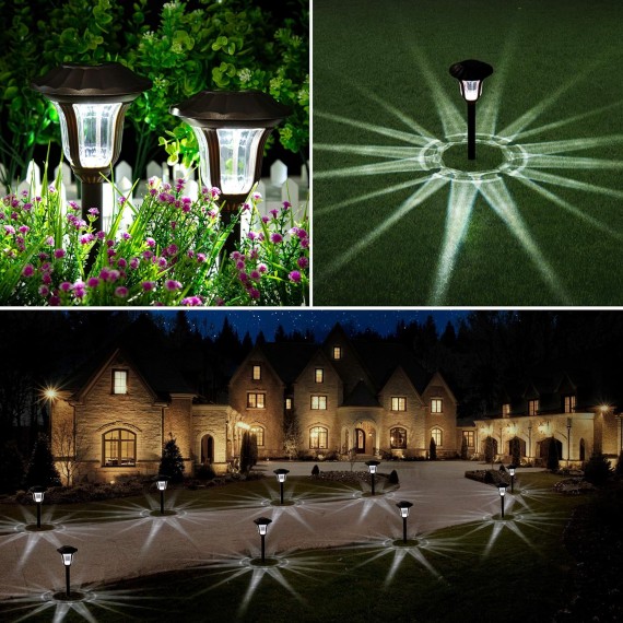 Solar Pathway Lights, 8 Pack Bright Solar Garden Lights, Solar Powered Walkway Lights, Solar Lights Outdoor Waterproof Solar Path Lights for Yard, Patio, Driveway (Cold White)…