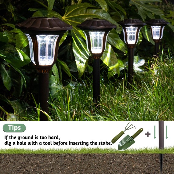 Solar Pathway Lights, 8 Pack Bright Solar Garden Lights, Solar Powered Walkway Lights, Solar Lights Outdoor Waterproof Solar Path Lights for Yard, Patio, Driveway (Cold White)…