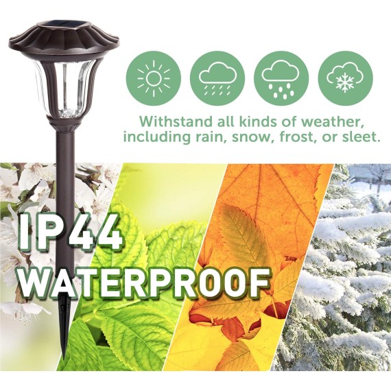 Solar Pathway Lights, 8 Pack Bright Solar Garden Lights, Solar Powered Walkway Lights, Solar Lights Outdoor Waterproof Solar Path Lights for Yard, Patio, Driveway (Cold White)…