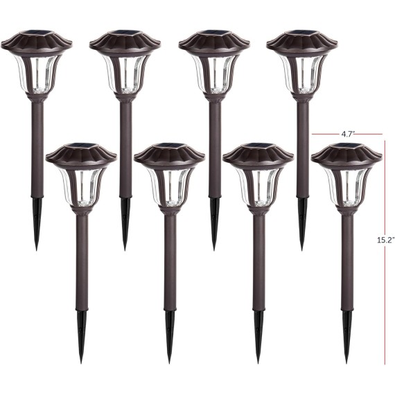 Solar Pathway Lights, 8 Pack Bright Solar Garden Lights, Solar Powered Walkway Lights, Solar Lights Outdoor Waterproof Solar Path Lights for Yard, Patio, Driveway (Cold White)…