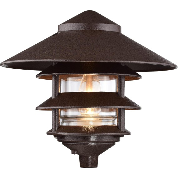 SF76/637/04 Outdoor Pagoda Landscape Pathway Light, 3 Tier - Large Hood, Old Bronze (4 Pack)