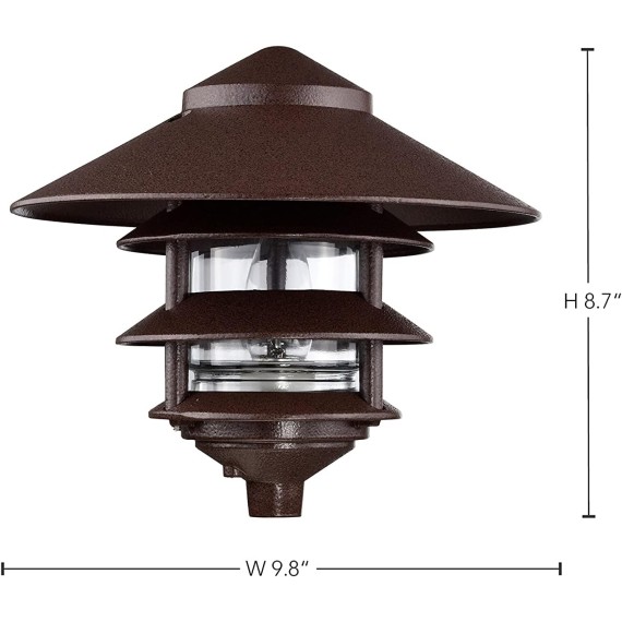 SF76/637/04 Outdoor Pagoda Landscape Pathway Light, 3 Tier - Large Hood, Old Bronze (4 Pack)