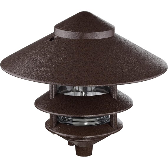SF76/637/04 Outdoor Pagoda Landscape Pathway Light, 3 Tier - Large Hood, Old Bronze (4 Pack)