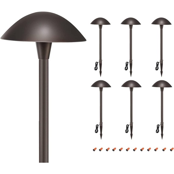 LED Landscape Pathway Light,5W 12V~15V AC/DC Low Voltage Path Lighting,Waterproof,6 Pack