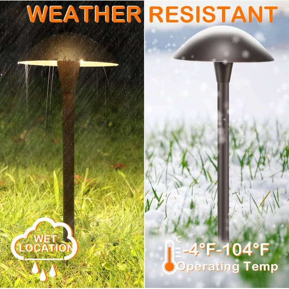 LED Landscape Pathway Light,5W 12V~15V AC/DC Low Voltage Path Lighting,Waterproof,6 Pack