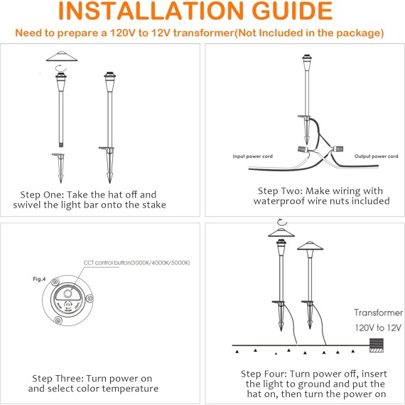 LED Landscape Pathway Light,5W 12V~15V AC/DC Low Voltage Path Lighting,Waterproof,6 Pack