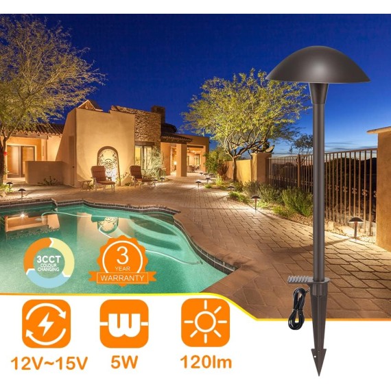 LED Landscape Pathway Light,5W 12V~15V AC/DC Low Voltage Path Lighting,Waterproof,6 Pack