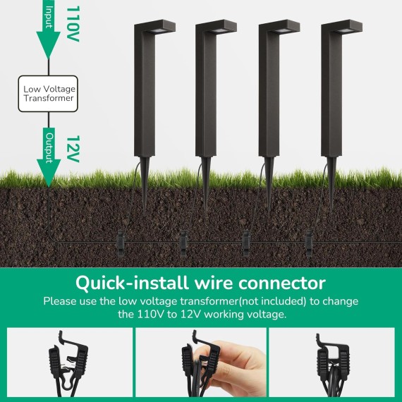 Low Voltage Landscape Lights, 3.2W 85LM 3000K Waterproof Outdoor Landscape Lighting & Accessories, 50,000Hrs Electric LED Pathway Lights Wired, Modern Aluminum Housing for Driveway Garden