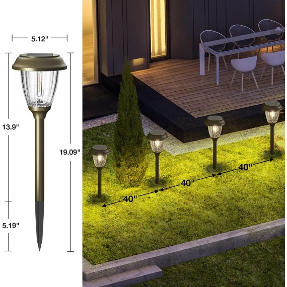 Solar Lights Outside Waterproof 6 Pack - Auto On/Off 10/25 LM LED Glass Outdoor Solar Lights Yard Garden Pathway Walkway Driveway(Warm White)