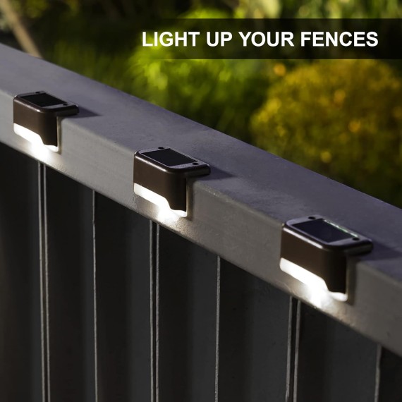 12 Pcs Solar Deck Lights, Bronze Finished Waterproof Led Solar Lamp for Outdoor Pathway, Yard, Patio, Stairs, Step and Fences. (Cool White)