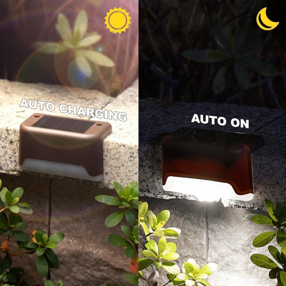 12 Pcs Solar Deck Lights, Bronze Finished Waterproof Led Solar Lamp for Outdoor Pathway, Yard, Patio, Stairs, Step and Fences. (Cool White)