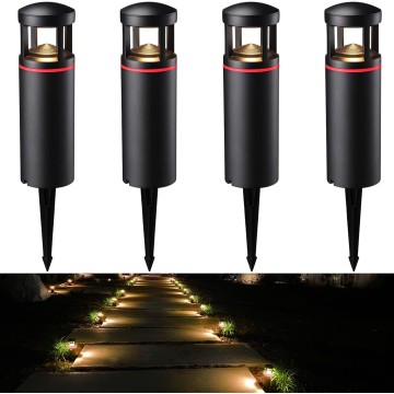 RGB Low Voltage Pathway Lights, Unique Light Pattern, Color Changing, Landscape Path Lights Outdoor, Aluminum, IP65, 3000K Warm White, 5W 12V AC/DC Path Lighting for Driveway, Pack of 4