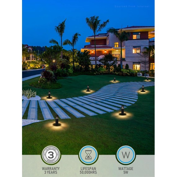 RGB Low Voltage Pathway Lights, Unique Light Pattern, Color Changing, Landscape Path Lights Outdoor, Aluminum, IP65, 3000K Warm White, 5W 12V AC/DC Path Lighting for Driveway, Pack of 4