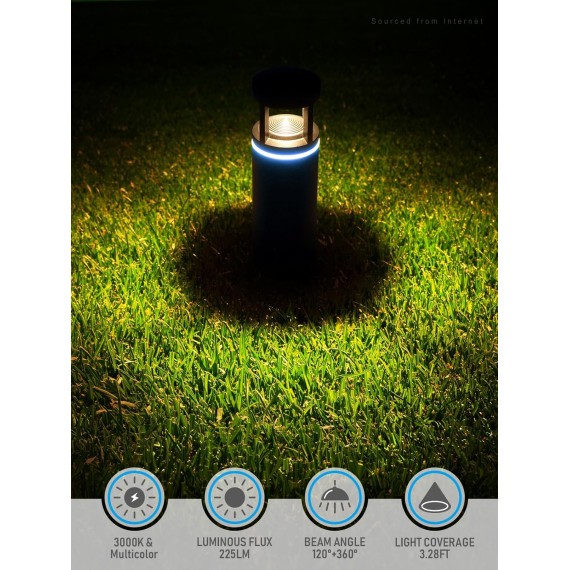 RGB Low Voltage Pathway Lights, Unique Light Pattern, Color Changing, Landscape Path Lights Outdoor, Aluminum, IP65, 3000K Warm White, 5W 12V AC/DC Path Lighting for Driveway, Pack of 4