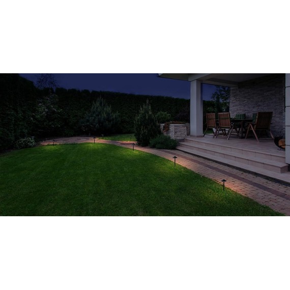 6-Pack Aluminum Pathway Lights, Low Voltage LED Landscape Path Light, 9-15V AC/DC Outdoor Walkway Lighting with 3W 3000K Integrated LED Chips for Yard Lawn, Ground Stake, IP68 UL-Listed