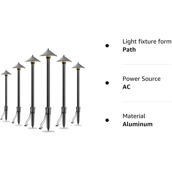 Low Voltage Pathway Lights Outdoor Landscape Lighting 10W 2700K Die-cast Aluminum Housing 12V Garden Halogen Path Lights for Walkway Patio Yard Lawn 6Pack