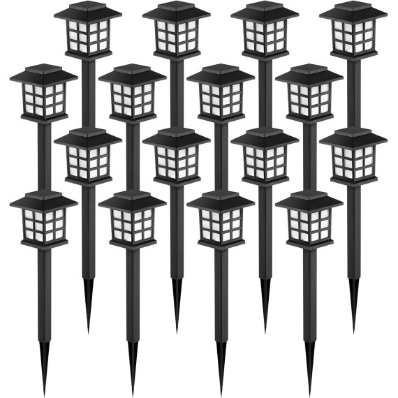 LED Solar Walkway Lights, 16 Pack Waterproof Lights for Garden, Landscape, Path, Yard, Patio, Driveway - Maintain 10 Hours of Lighting