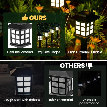 LED Solar Walkway Lights, 16 Pack Waterproof Lights for Garden, Landscape, Path, Yard, Patio, Driveway - Maintain 10 Hours of Lighting