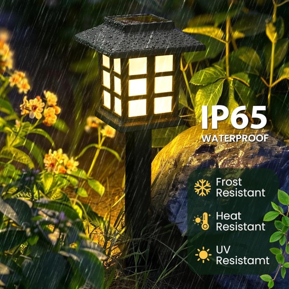 LED Solar Walkway Lights, 16 Pack Waterproof Lights for Garden, Landscape, Path, Yard, Patio, Driveway - Maintain 10 Hours of Lighting